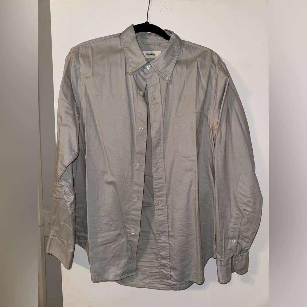 Buck Mason Large Button Down Shirt - Solid Gray